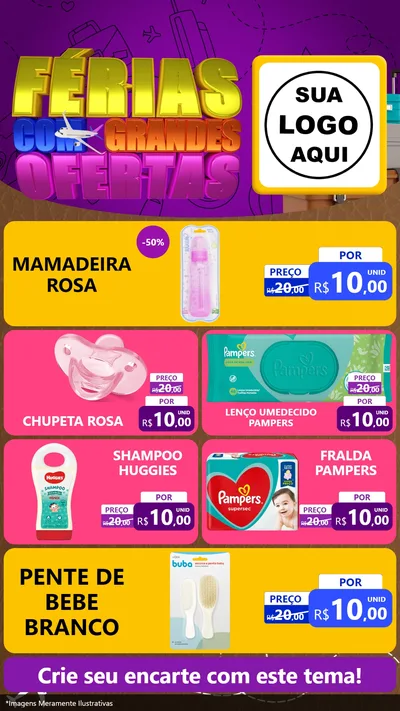 Modelo de TV para TV Vertical com o tema Férias com Grandes Ofertas para Bebês