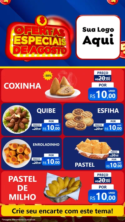 Modelo de TV para TV Vertical com o tema Ofertas Especiais de Agosto para Salgadaria