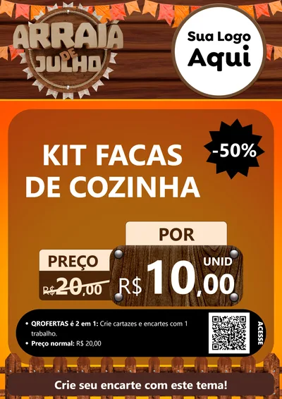 Modelo de Cartaz para Cartaz A4 Vertical com o tema Arraiá de Julho - Junina para Utilidades Domésticas