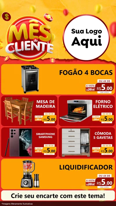 Modelo de TV para TV Vertical com o tema Mês do Cliente para Móveis e Eletro