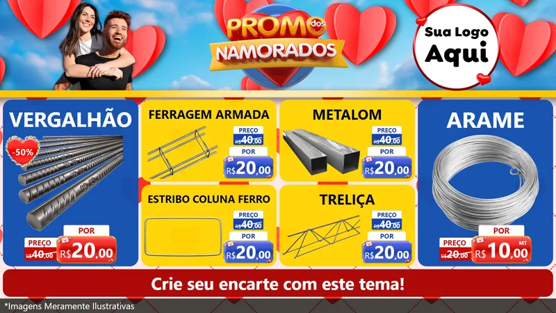 Modelo de TV para TV Horizontal com o tema Promo dos Namorados para Ferragens