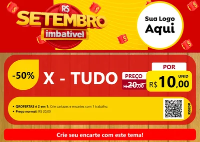 Modelo de Cartaz para Cartaz A4 Horizontal com o tema Setembro Imbatível para Hamburgueria