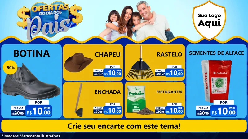 Modelo de TV para TV Horizontal com o tema Ofertas do Dia dos Pais para Agropecuária