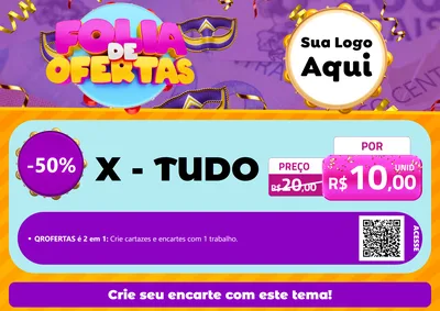 Modelo de Cartaz para Cartaz A4 Horizontal com o tema Folia de Ofertas para Hamburgueria