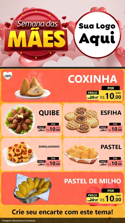 Modelo de TV para TV Vertical com o tema Semana das Mães para Salgadaria