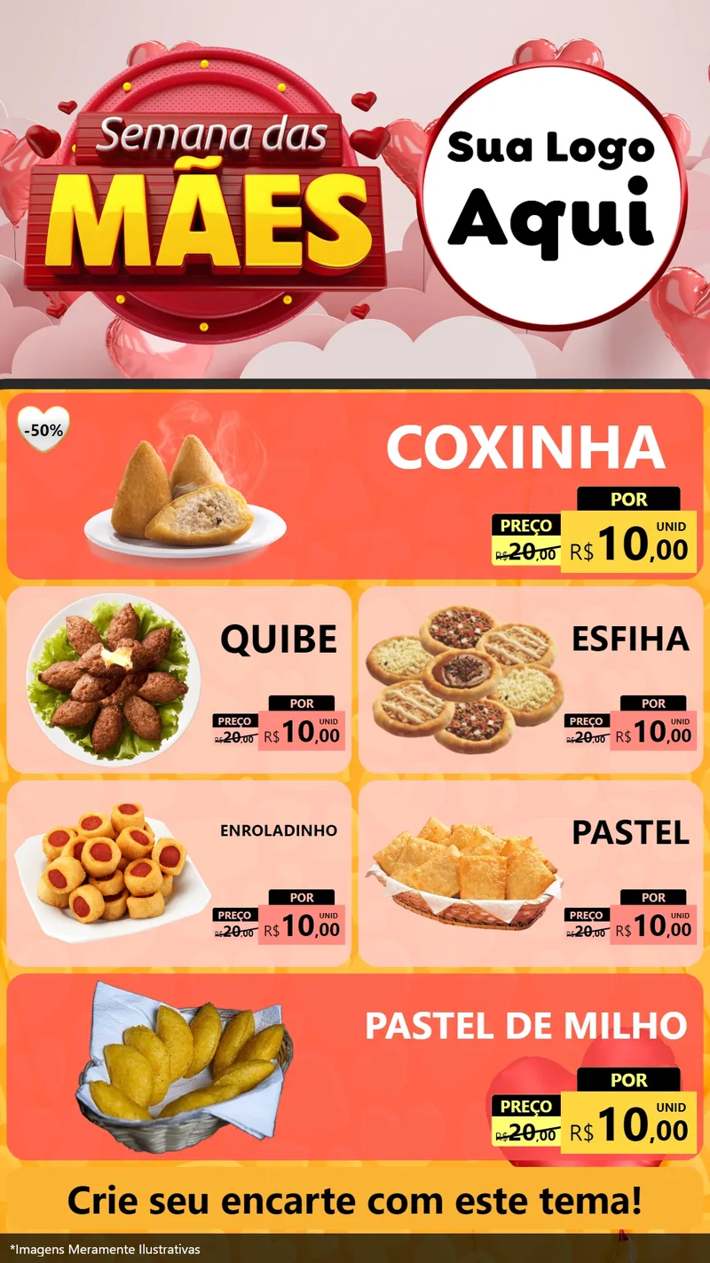 Modelo de TV para TV Vertical com o tema Semana das Mães para Salgadaria