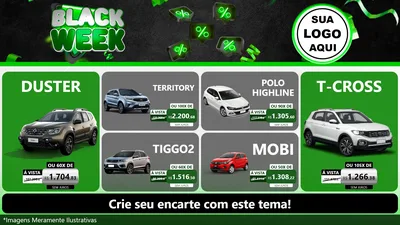 Modelo de TV para TV Horizontal com o tema Black Week para Concessionaria de Carros