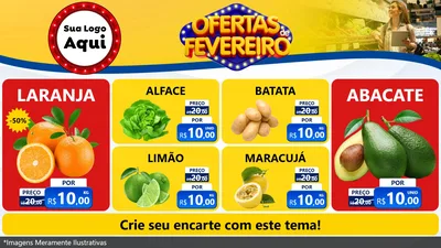 Modelo de TV para TV Horizontal com o tema Ofertas de Fevereiro para Hortifrúti