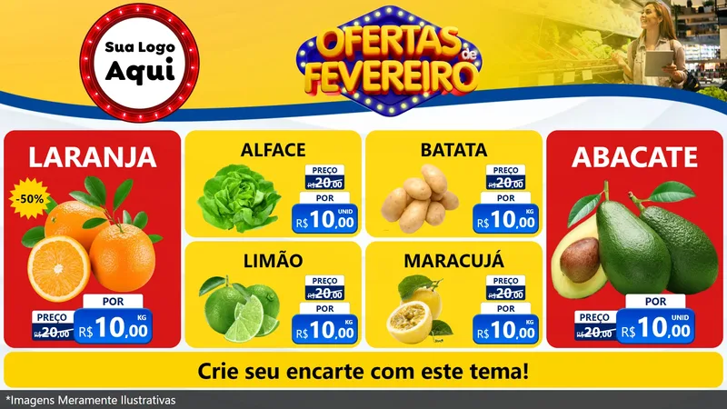 Modelo de TV para TV Horizontal com o tema Ofertas de Fevereiro para Hortifrúti