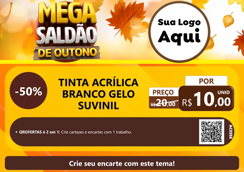 Modelo de Cartaz para Cartaz A4 Horizontal com o tema Mega Saldão de Outono para Tintas e Ferramentas