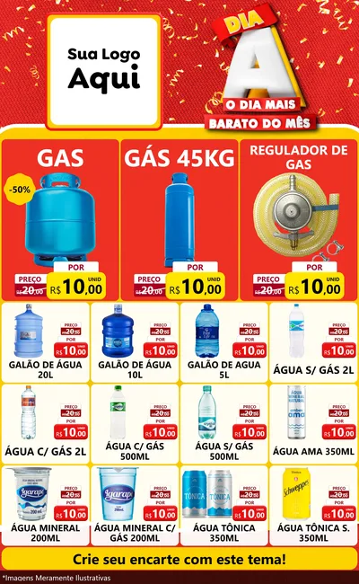 Modelo de Encarte para Encarte Grande com o tema Dia A o Dia Mais Barato do Mês para Água e gás