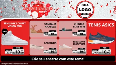 Modelo de TV para TV Horizontal com o tema Promoção de Aniversário - 9 Anos para Calçados