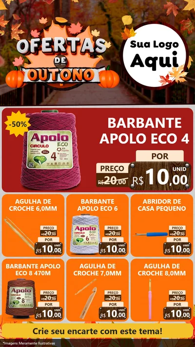 Modelo de Rede Social para Stories com o tema Ofertas de Outono para Armarinho e Aviamentos