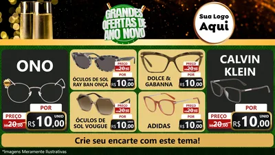 Modelo de TV para TV Horizontal com o tema Grandes Ofertas de Ano Novo para Óticas