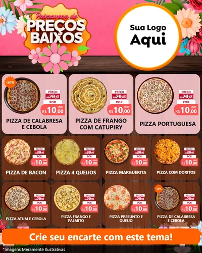 Modelo de Rede Social para Feed Instagram com o tema Primavera de Preços Baixos para Pizzaria