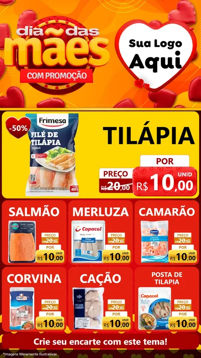Modelo de Rede Social para Stories com o tema Dia das Mães com Promoção para Peixaria