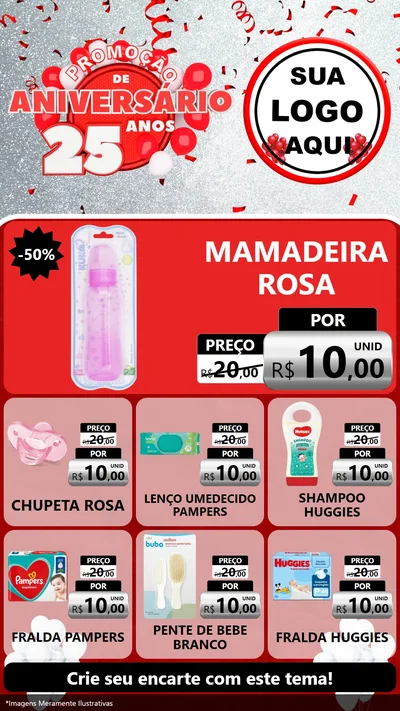 Modelo de Rede Social para Stories com o tema Promoção de Aniversário - 25Anos para Bebês