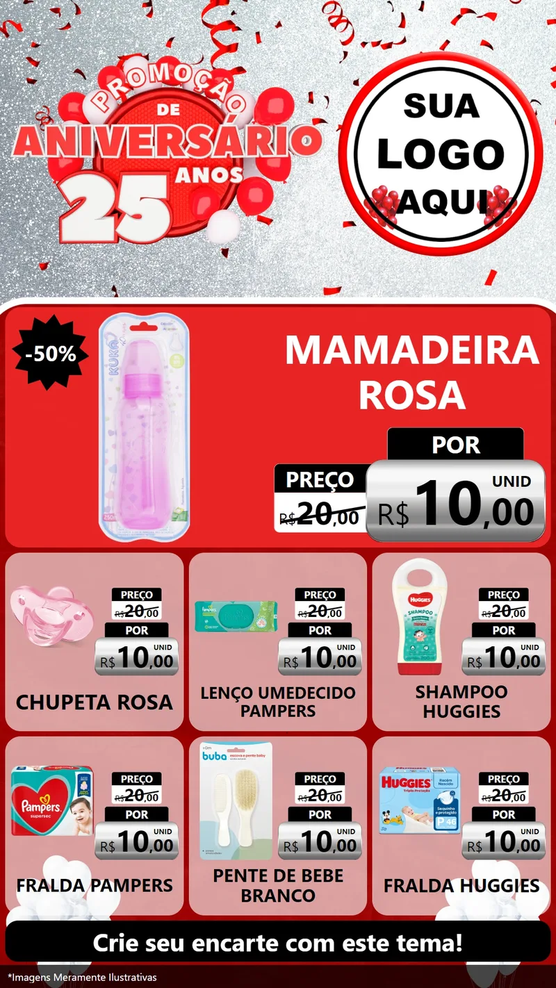 Modelo de Rede Social para Stories com o tema Promoção de Aniversário - 25Anos para Bebês