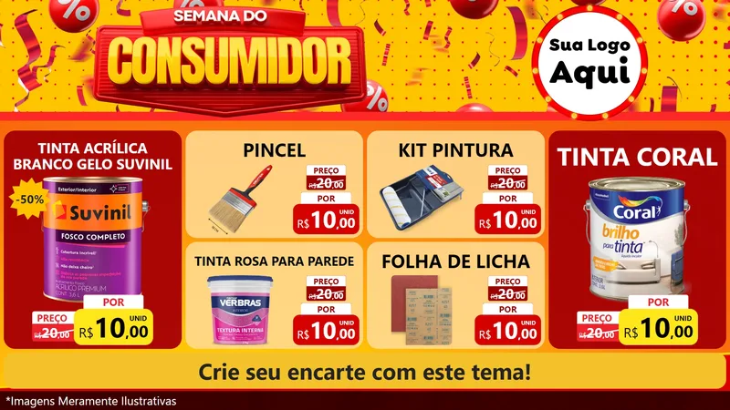 Modelo de TV para TV Horizontal com o tema Semana do Consumidor para Tintas e Ferramentas