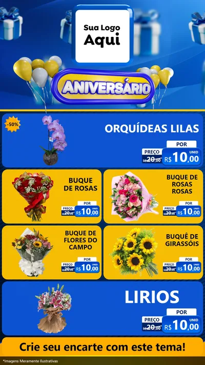 Modelo de TV para TV Vertical com o tema Aniversário para Floricultura e jardim