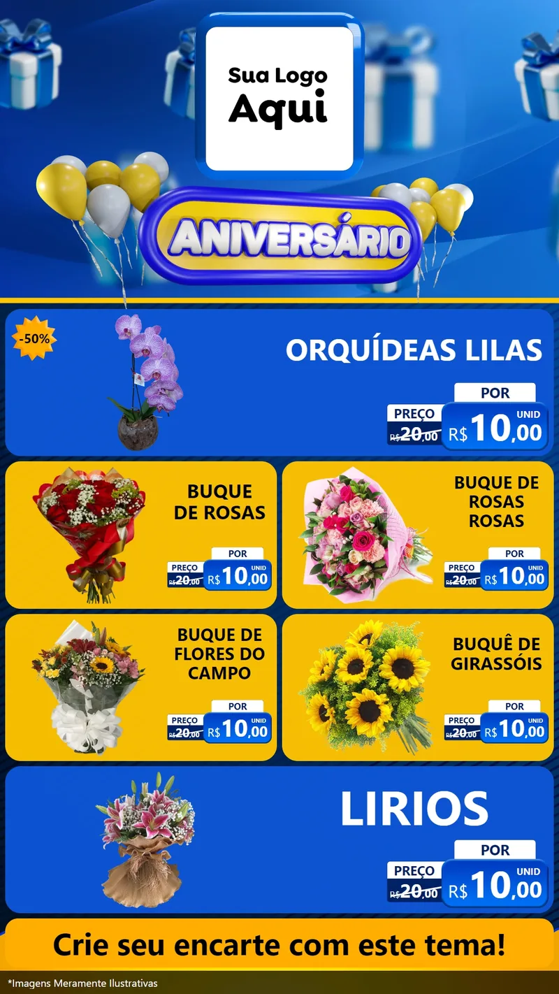 Modelo de TV para TV Vertical com o tema Aniversário para Floricultura e jardim