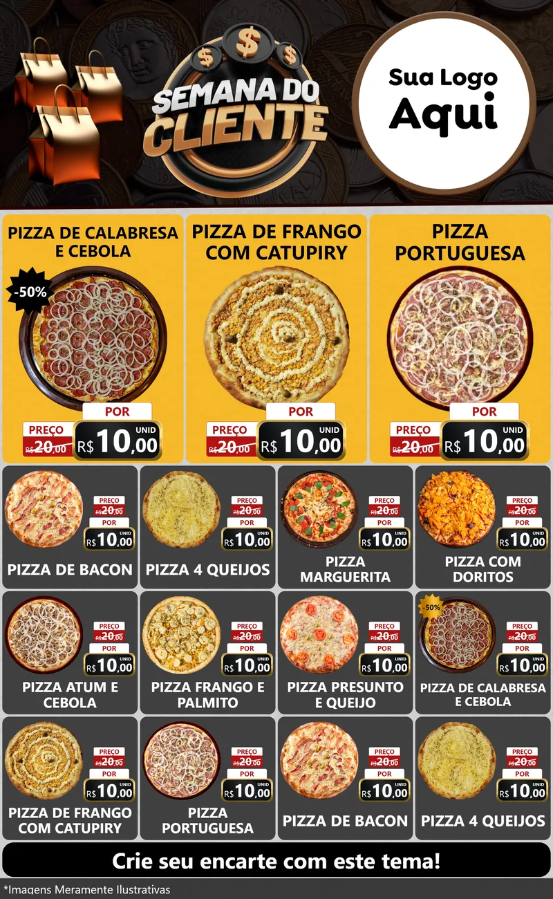 Modelo de Encarte para Encarte Grande com o tema Semana do Cliente para Pizzaria