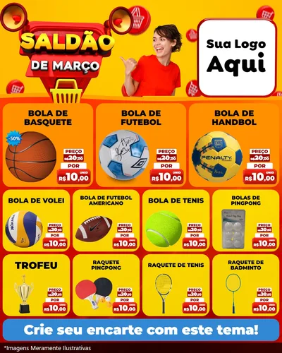 Modelo de Rede Social para Feed Instagram com o tema Saldão de Março para Artigos Esportivos