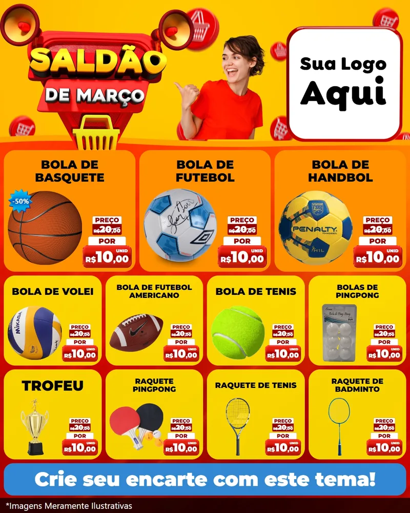 Modelo de Rede Social para Feed Instagram com o tema Saldão de Março para Artigos Esportivos