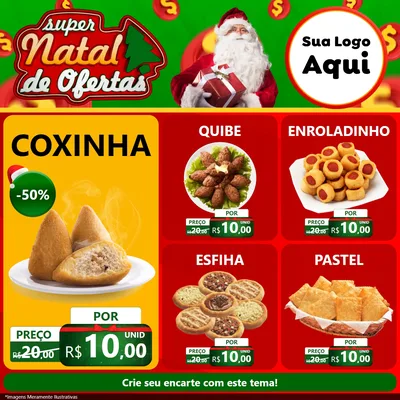 Modelo de Rede Social para Feed Facebook com o tema Super Natal de Ofertas para Salgadaria