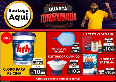 Modelo de Encarte para Encarte A4 Horizontal com o tema Quarta Turbinada para Produtos para Piscina