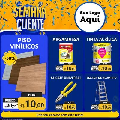 Modelo de Rede Social para Feed Facebook com o tema Semana do Cliente para Material para Construção