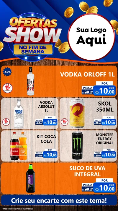 Modelo de TV para TV Vertical com o tema Ofertas Show No Fim De Semana para Distribuidora de bebidas
