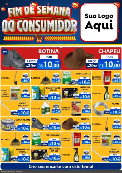 Modelo de Encarte para Encarte A4 Vertical com o tema Fim de Semana do Consumidor para Agropecuária
