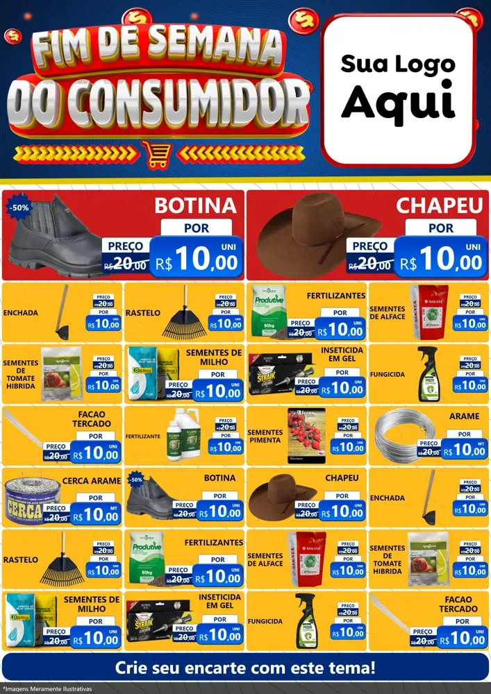 Modelo de Encarte para Encarte A4 Vertical com o tema Fim de Semana do Consumidor para Agropecuária
