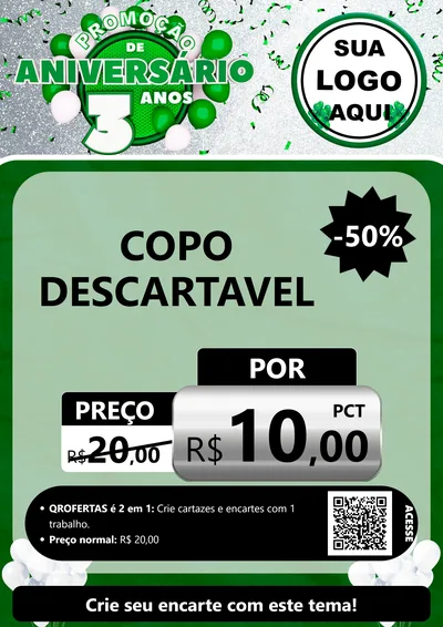 Modelo de Cartaz para Cartaz A4 Vertical com o tema Promoção de Aniversário - 3 Anos para Embalagens
