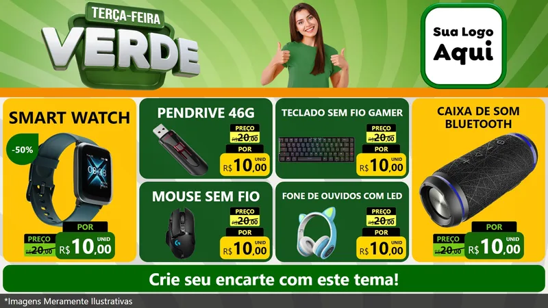 Modelo de TV para TV Horizontal com o tema Terça - Feira Verde para Informática