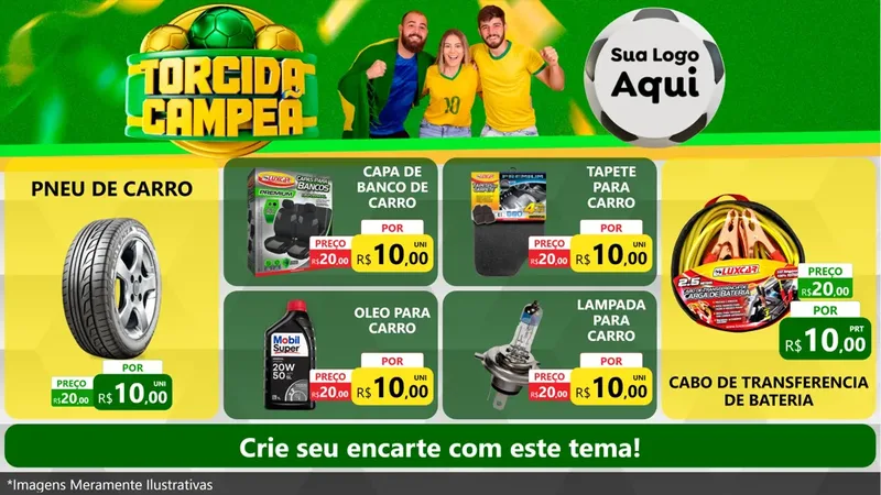 Modelo de TV para TV Horizontal com o tema Torcida Campeã - Copa para Auto peças