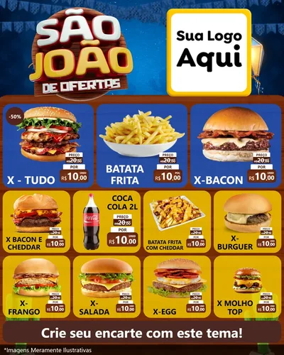 Modelo de Rede Social para Feed Instagram com o tema São João Ofertas Imbatíveis! - Junina para Hamburgueria