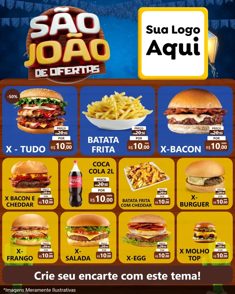 Modelo de Rede Social para Feed Instagram com o tema São João Ofertas Imbatíveis! - Junina para Hamburgueria