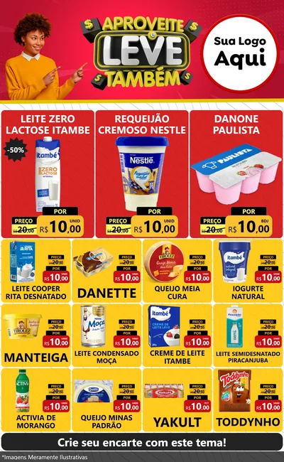 Modelo de Encarte para Encarte Grande com o tema Aproveite e Leve Também para Frios e Laticínios
