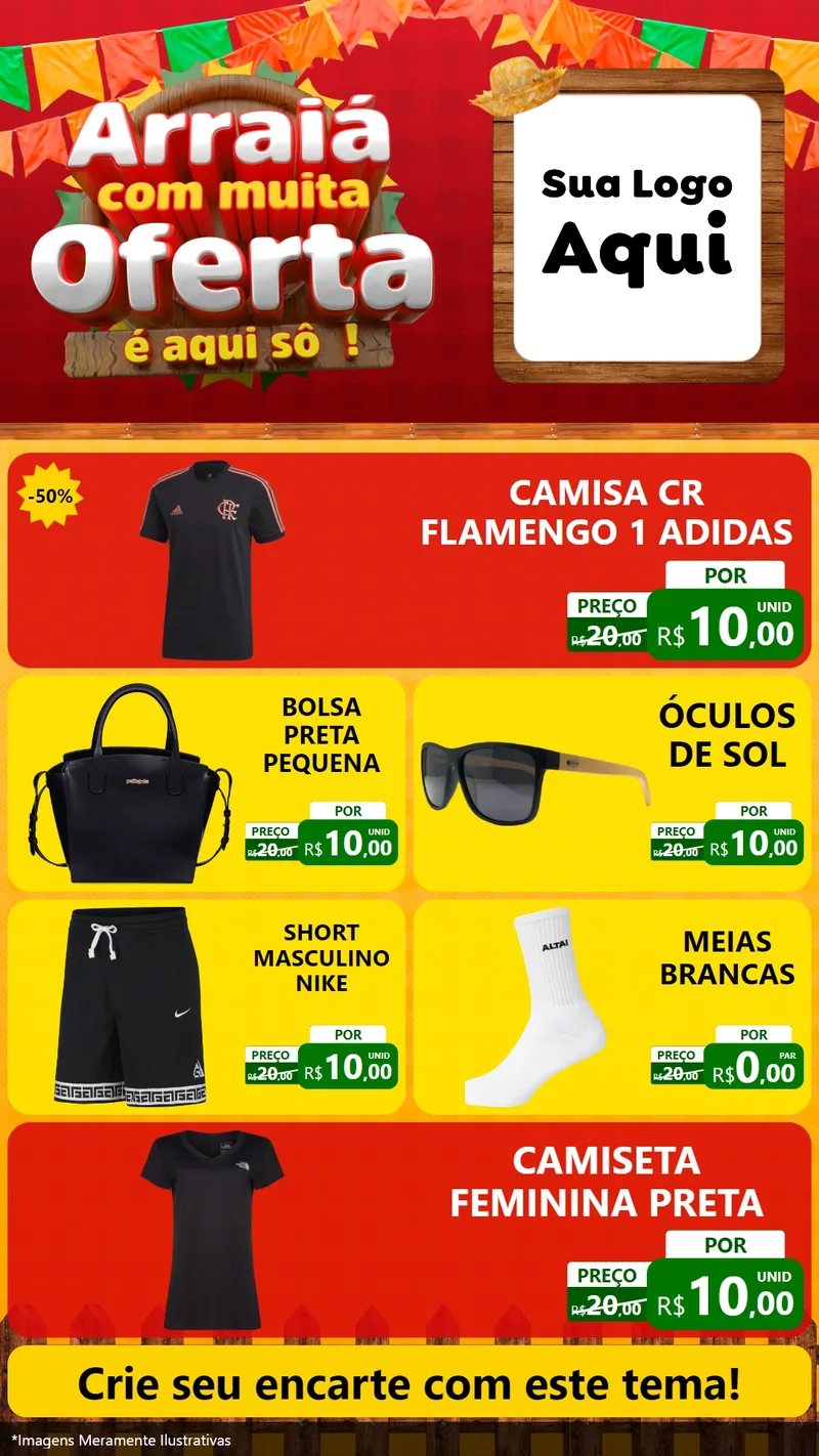 Modelo de TV para TV Vertical com o tema Arraiá Com Muita Oferta - É Aqui Sô! para Roupas e acessórios