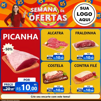 Modelo de Rede Social para Feed Facebook com o tema Semana de Ofertas para Açougue