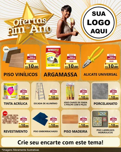 Modelo de Rede Social para Feed Instagram com o tema Ofertas Fim de Ano para Material para Construção