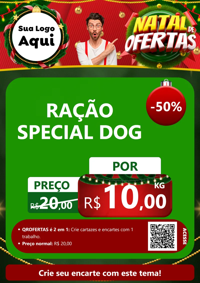 Modelo de Cartaz para Cartaz A4 Vertical com o tema Natal de Ofertas para Pet Shop