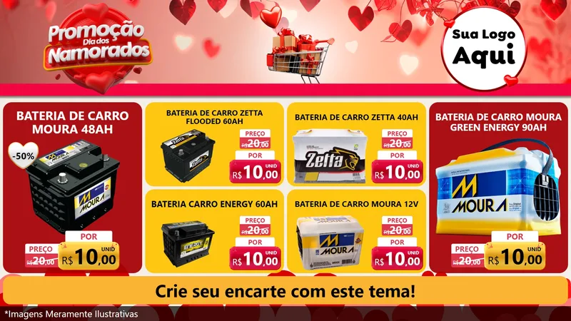 Modelo de TV para TV Horizontal com o tema Promoção Dia dos Namorados para Baterias Elétricas