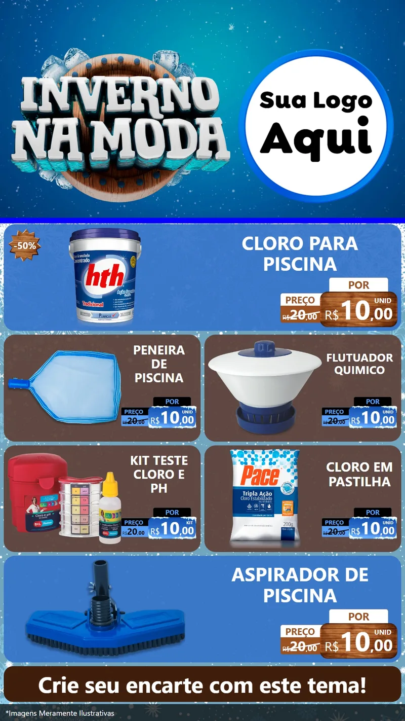 Modelo de TV para TV Vertical com o tema Inverno na Moda para Produtos para Piscina