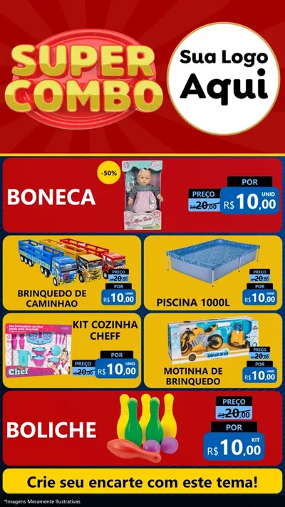 Modelo de TV para TV Vertical com o tema Super Combo para Brinquedos