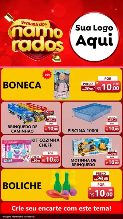 Modelo de TV para TV Vertical com o tema Semana dos namorados para Brinquedos