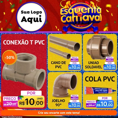 Modelo de Rede Social para Feed Facebook com o tema Esquenta de Carnaval para Tubos e conexões