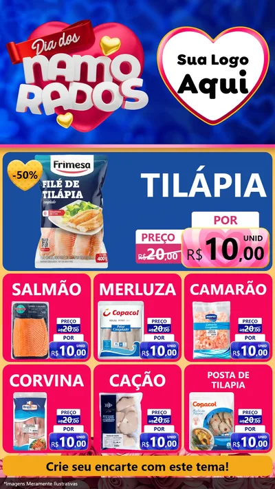 Modelo de Rede Social para Stories com o tema Dia dos namorados para Peixaria